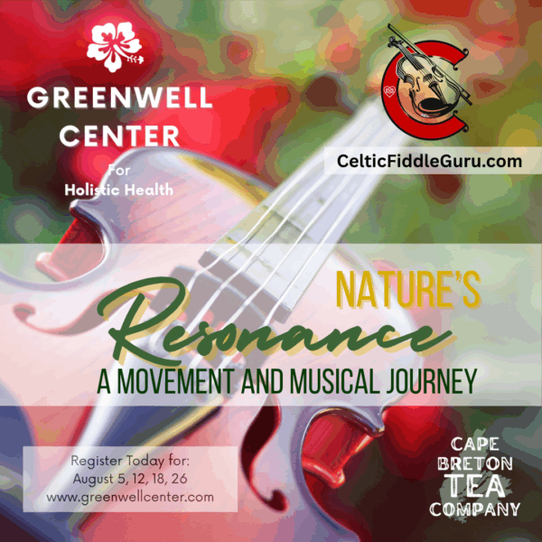 fiddle in flowers with poster details for workshop