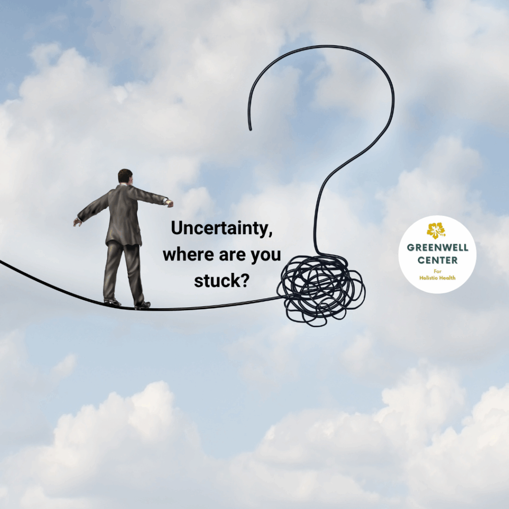 man walking on a tightrope that has no end - he is stuck