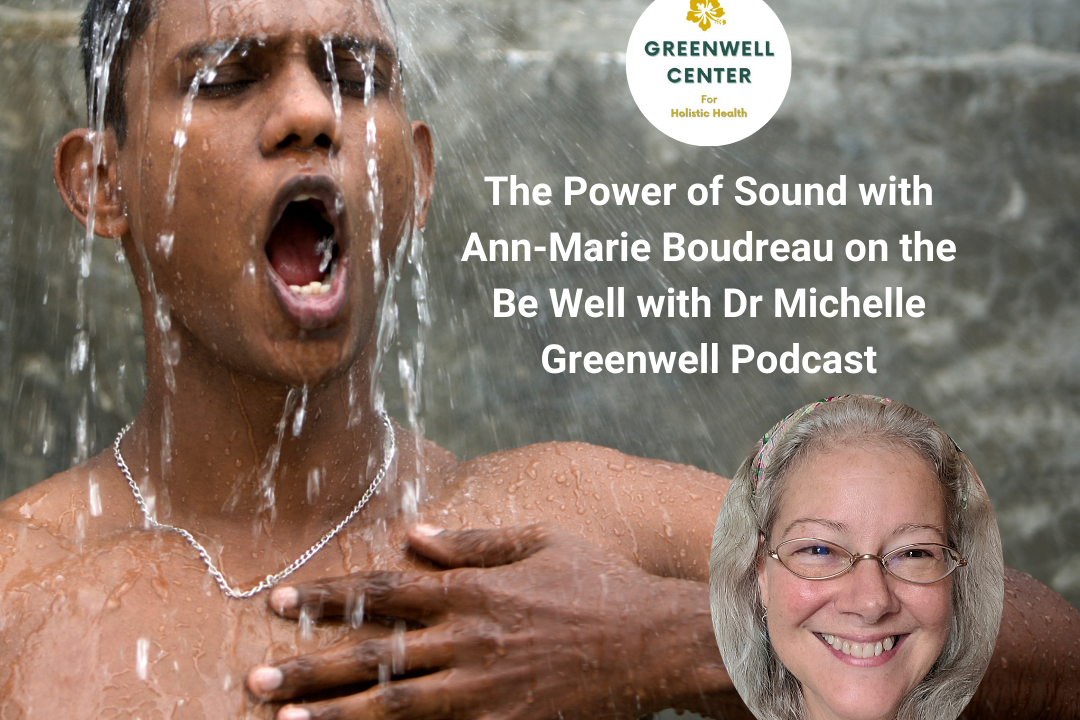 man singing in the shower and photo of presenter in the bottom corner