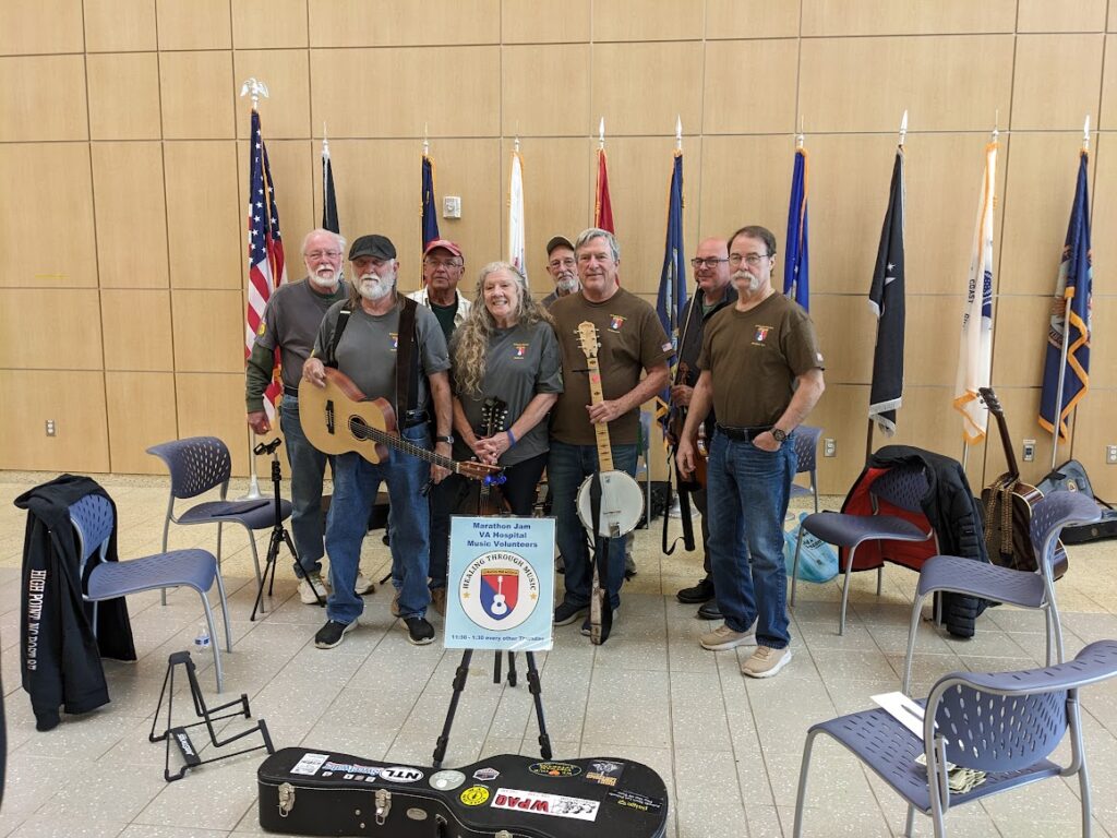 Marathon Jam musicians at the local veterans hospital