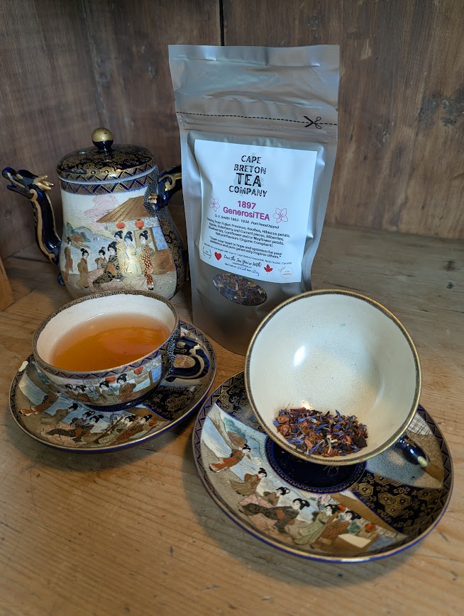 tea cup with herbs, tea bag, tea cup with tea, tea pot, chinese pottery
