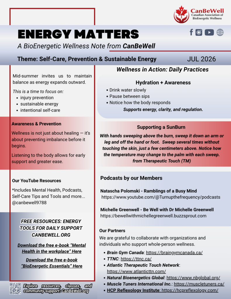 Newsletter with resources found at canbewell.org