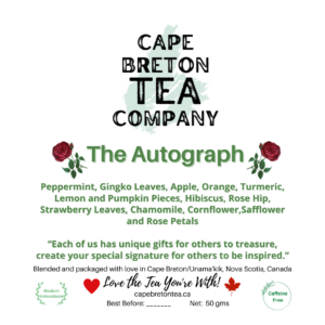 tea label with roses on it
